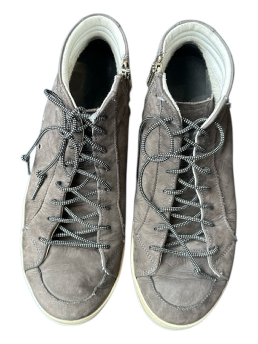 P448 Shoe Size 43 Gray Leather High Top Side Zip Athletic Men's Sneakers 43