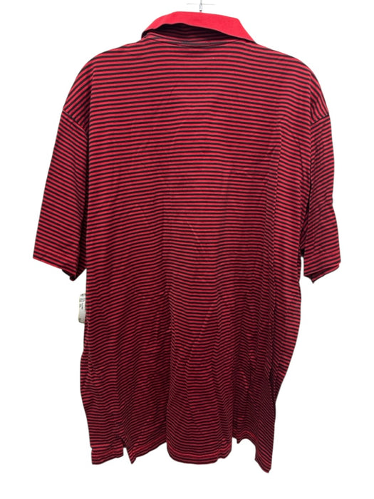 Peter Millar Size XXL Red & Black Cotton Striped UGA Polo Men's Short Sleeve Red & Black / XXL