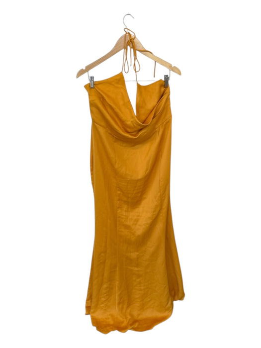 Lovers + Friends Size XL Marigold Polyester Halter Neck Open Back Side Zip Gown Marigold / XL