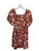 Madewell Size 6 Rust & White Silk Short Sleeve Flowers Buttons Dress Rust & White / 6