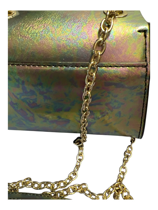 Zac Posen Multi Gold Hardware Flap Closure Chain Strap Shiny Bag Multi / Small