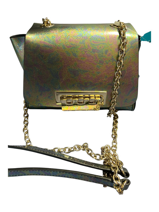 Zac Posen Multi Gold Hardware Flap Closure Chain Strap Shiny Bag Multi / Small