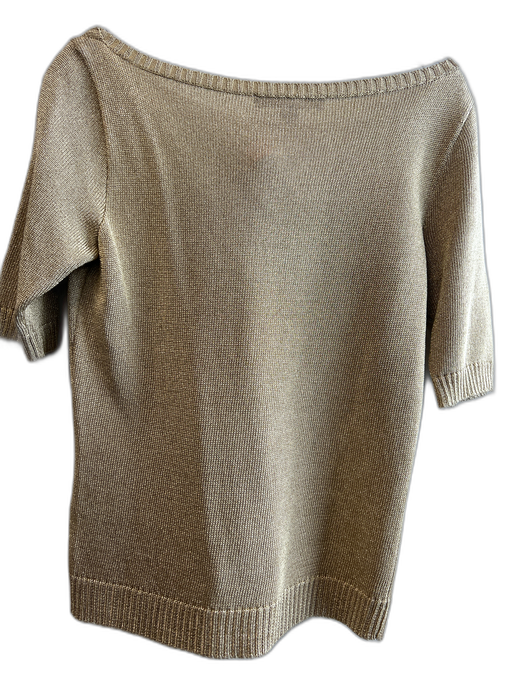 Ralph Lauren Black Size L Gold Viscose Blend Knit Boat Neck Short Sleeve Top Gold / L