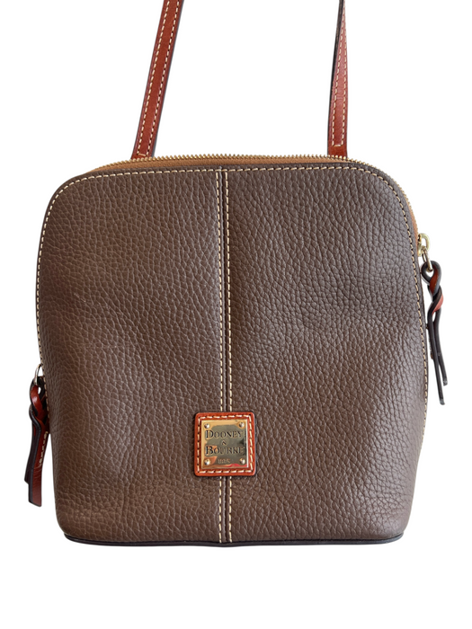 Dooney & Bourke Brown Leather Crossbody Inside & Outside Pockets Zipper Purse Brown / Small
