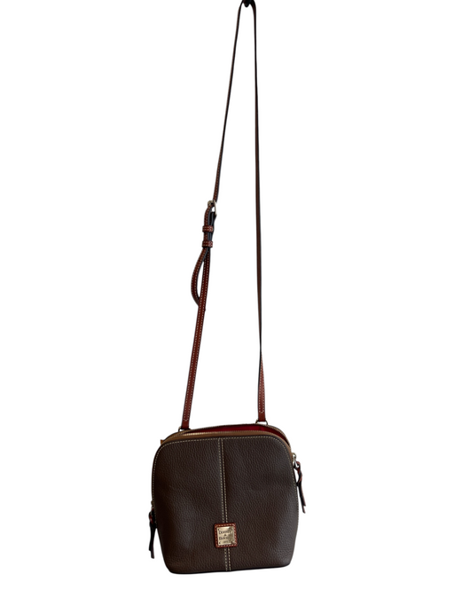 Dooney & Bourke Brown Leather Crossbody Inside & Outside Pockets Zipper Purse Brown / Small