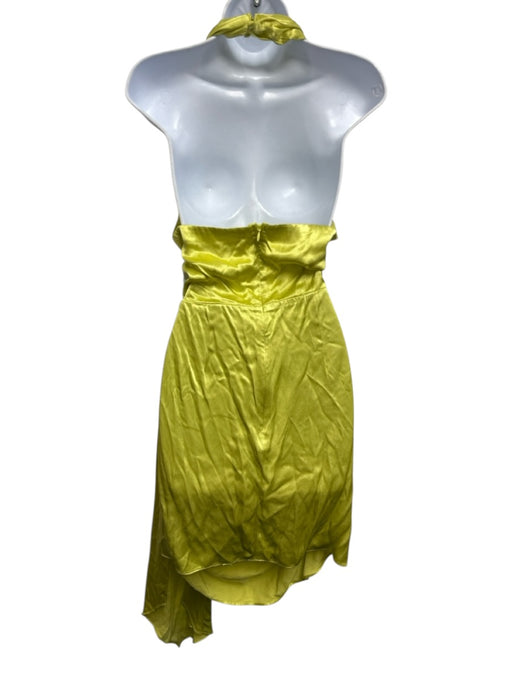 Elliatt Size S Chartreuse Viscose Sleeveless Criss Cross Halter Above Knee Dress Chartreuse / S