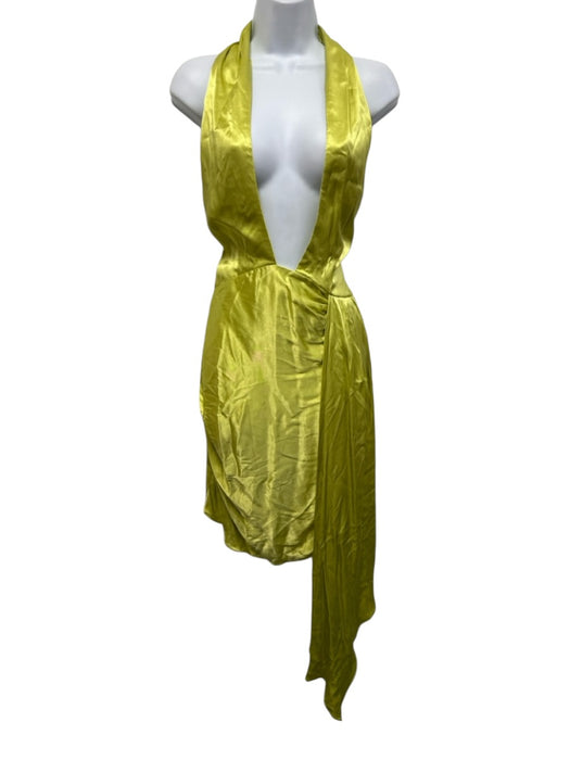 Elliatt Size S Chartreuse Viscose Sleeveless Criss Cross Halter Above Knee Dress Chartreuse / S