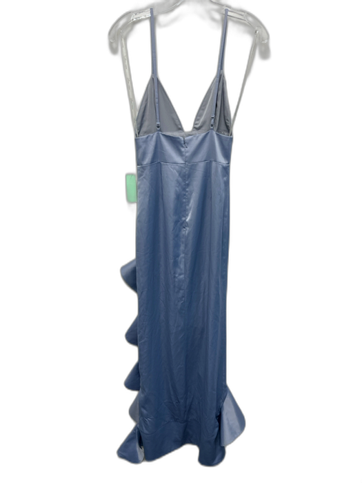 Lovers + Friends Size XS Baby Blue Polyester Satin Spaghetti Strap Flounce Gown Baby Blue / XS