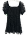 Karina Grimaldi Size XS Black Polyester Short Balloon Sleeve Lace Overlay Dress Black / XS