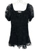 Karina Grimaldi Size XS Black Polyester Short Balloon Sleeve Lace Overlay Dress Black / XS