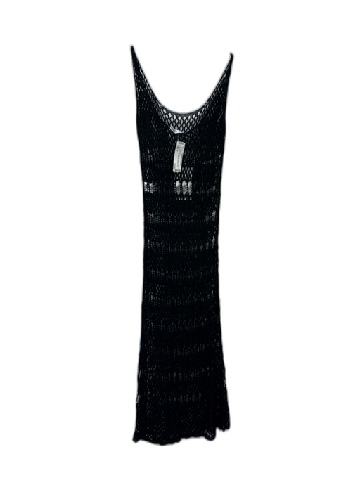 Zara Size S Black & Silver Viscose Crochet Knit Sleeveless Net detail Midi Dress Black & Silver / S