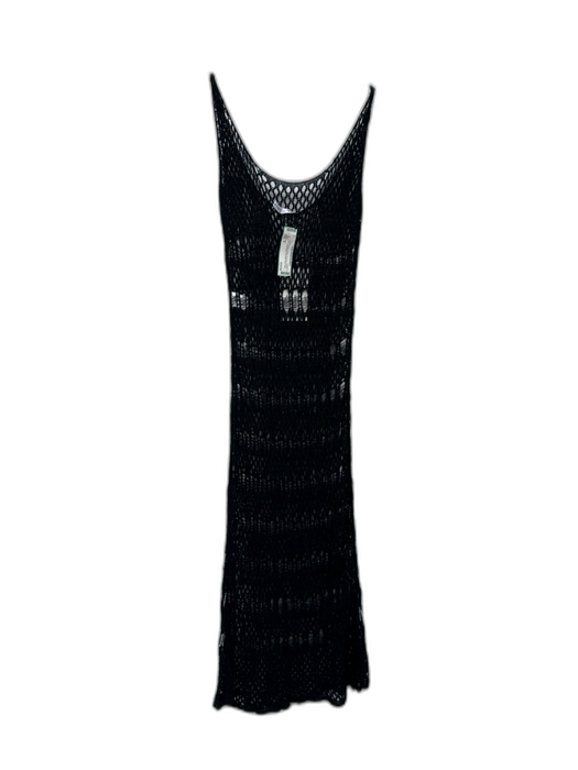 Zara Size S Black & Silver Viscose Crochet Knit Sleeveless Net detail Midi Dress Black & Silver / S