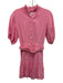 S/W/F Size XS Pink Linen Blend Short Balloon Sleeve Shirred Neckline Dress Pink / XS