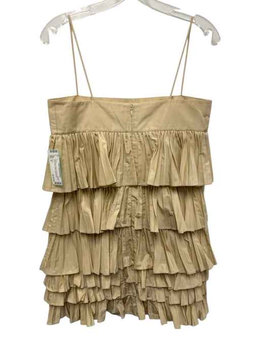 Alexis Size M Champagne Beige Polyester Spaghetti Strap Tiered Ruffle Dress Champagne Beige / M