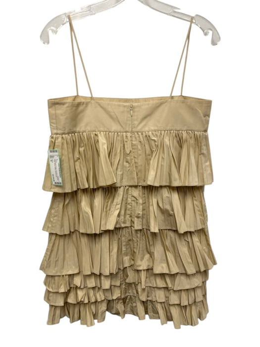 Alexis Size M Champagne Beige Polyester Spaghetti Strap Tiered Ruffle Dress Champagne Beige / M