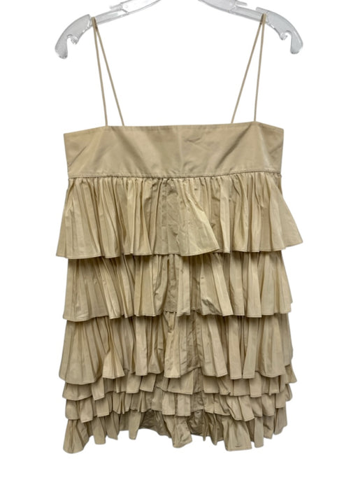 Alexis Size M Champagne Beige Polyester Spaghetti Strap Tiered Ruffle Dress Champagne Beige / M