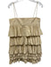 Alexis Size M Champagne Beige Polyester Spaghetti Strap Tiered Ruffle Dress Champagne Beige / M