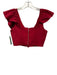 Iorane Size XS Red Cotton Ruffle Cap Sleeve V Neck Back Zip Crop Top Red / XS
