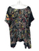 Johnny Was Size XL Black & Multi Rayon Sheer Scoop Neck Floral Cap Sleeve Dress Black & Multi / XL