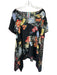 Johnny Was Size XL Black & Multi Rayon Sheer Scoop Neck Floral Cap Sleeve Dress Black & Multi / XL