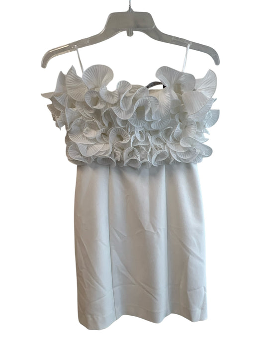 Zara Size Small White Polyester & Elastane Off Shoulder Ruffle Bust Mini Dress White / Small
