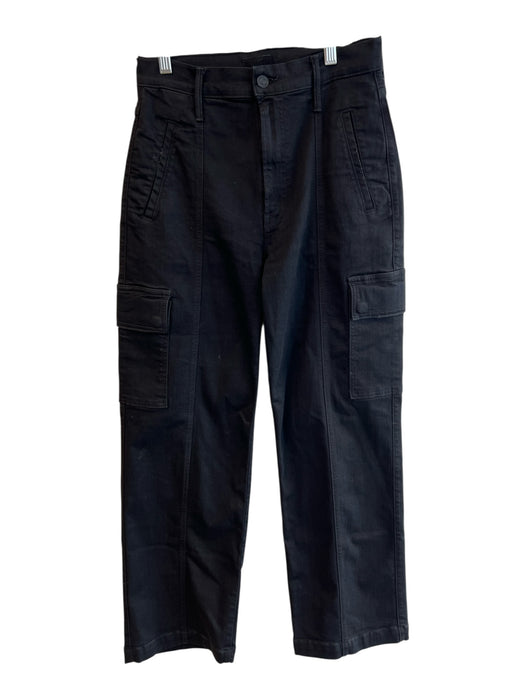 Mother Size 27 Black Cotton Blend Cargo Pocket Straight Leg Zipper Fly Jeans Black / 27