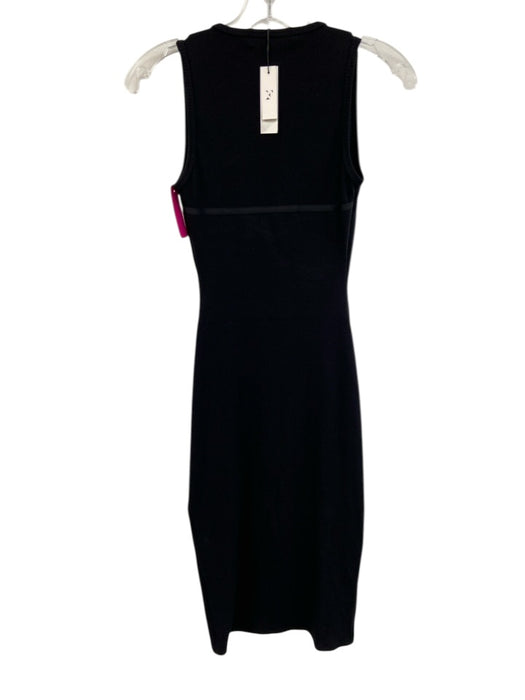Fleur du Mal Size S Black Polyester Blend Ribbed Cupped Sleeveless Midi Dress Black / S