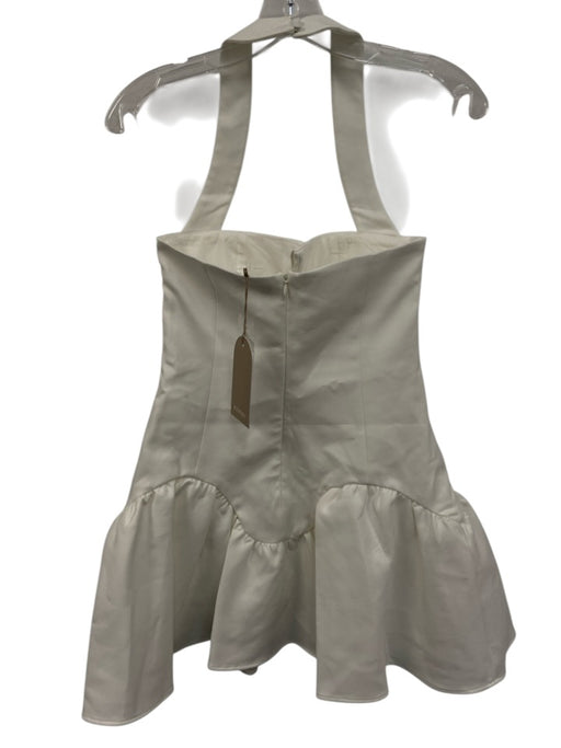 Meshki Size Small White Cotton & Nylon Blend Mini Halter Flare Dress White / Small
