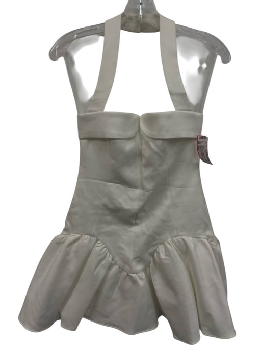 Meshki Size Small White Cotton & Nylon Blend Mini Halter Flare Dress White / Small