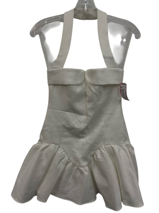 Meshki Size Small White Cotton & Nylon Blend Mini Halter Flare Dress White / Small