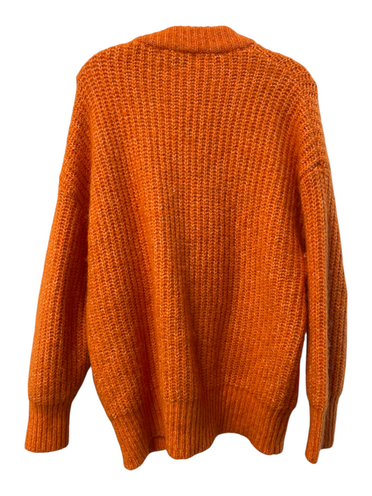 Zara Size S Orange Polyester Blend Knit Button Down Long Sleeve Chunky Sweater Orange / S