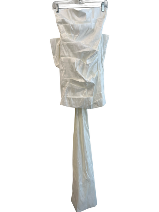 Lovely Day Size S White Polyester Blend Strapless Back Zip Pleated Dress White / S