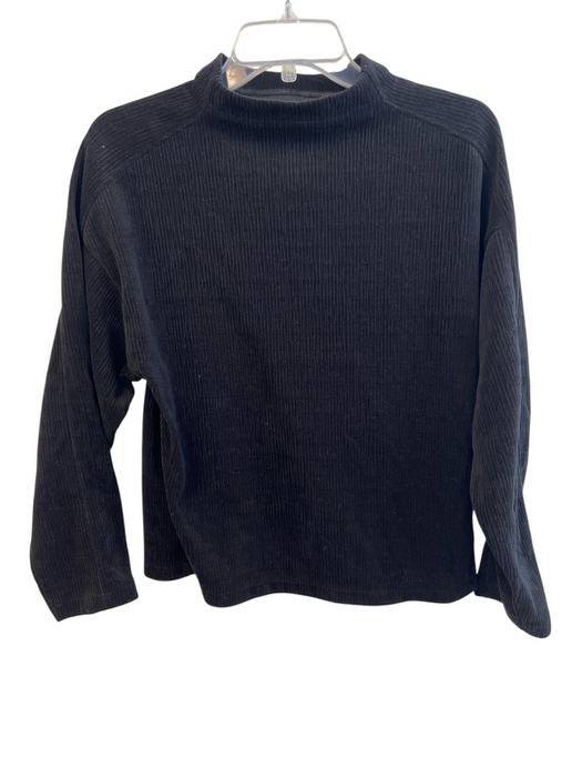 Madewell Size S Black Polyester Blend Corduroy Mock Neck Long Sleeve Top Black / S
