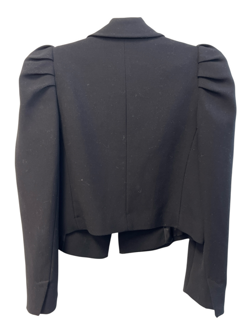 Zara Size Est S Black No Fabric Tag Lapel Puff Sleeve Cropped Blazer Jacket Black / Est S