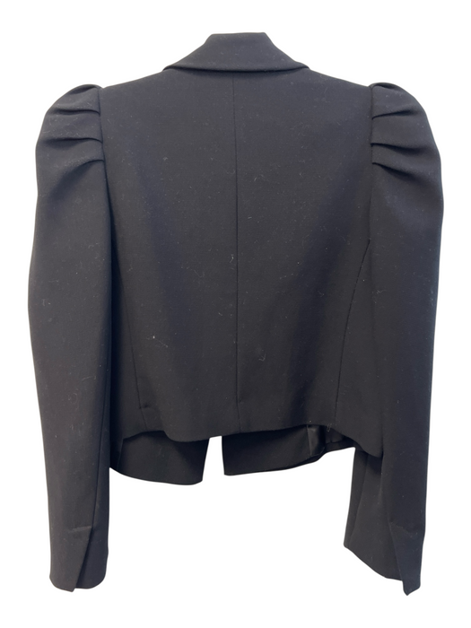 Zara Size Est S Black No Fabric Tag Lapel Puff Sleeve Cropped Blazer Jacket Black / Est S