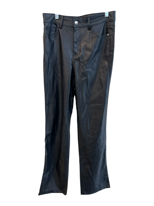 Zara Size 4 Black Polyester Faux Leather High Rise 5 Pocket Straight Leg Pants Black / 4