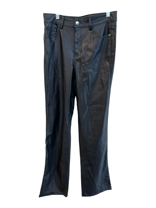 Zara Size 4 Black Polyester Faux Leather High Rise 5 Pocket Straight Leg Pants Black / 4