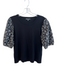 Adrianna Papell Size S Black & White Viscose Blend Round Neck Floral Top Black & White / S