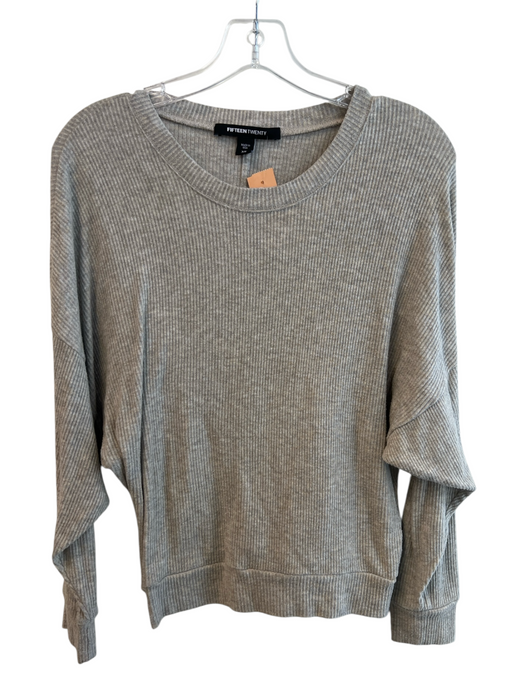 Fifteen Twenty Size XS Gray No Fabric Tag Round Neck Ribbed Knit Long Sleeve Top Gray / XS