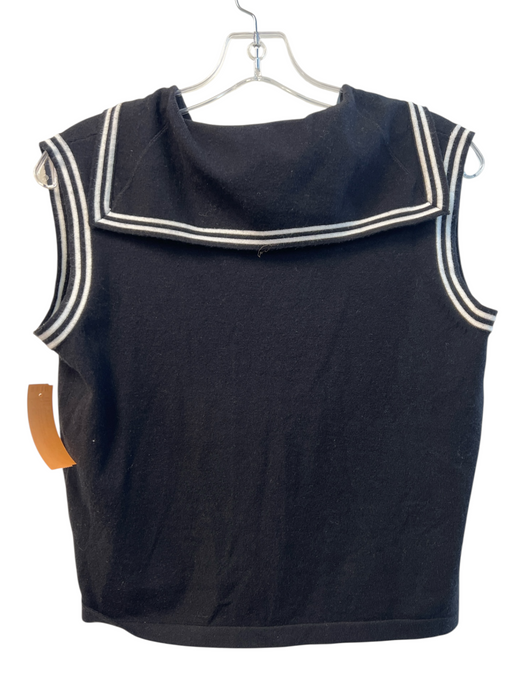 La Vila Milano Size S Black & White Viscose Blend V Neck Sleeveless Striped Top Black & White / S