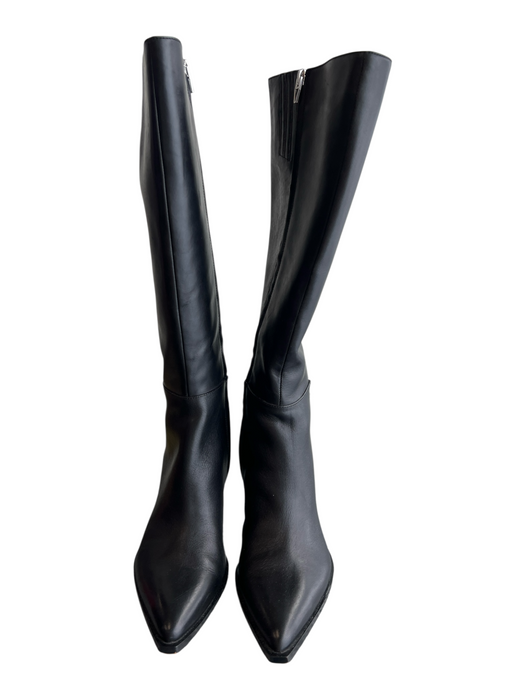 Dolce Vita Shoe Size 8.5 Black Leather Pointed Toe Zip Side Knee High Boots Black / 8.5