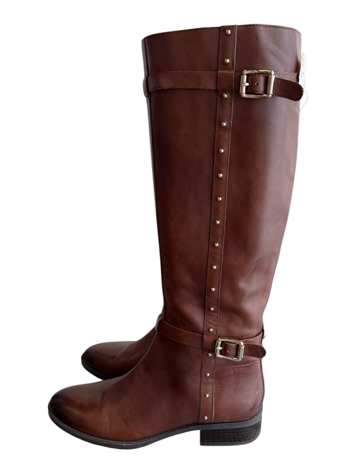 Vince Camuto Shoe Size 8.5 Brown Leather Almond Toe Knee High Side Zip Boots Brown / 8.5