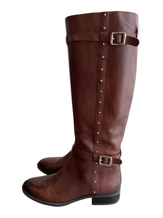 Vince Camuto Shoe Size 8.5 Brown Leather Almond Toe Knee High Side Zip Boots Brown / 8.5