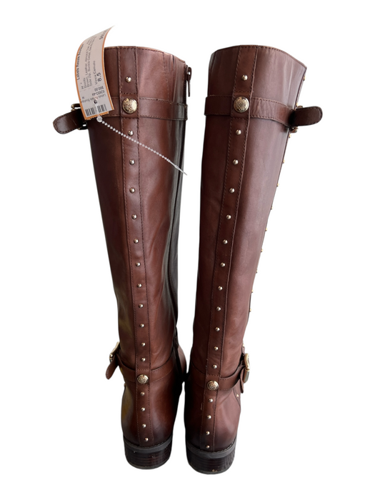 Vince Camuto Shoe Size 8.5 Brown Leather Almond Toe Knee High Side Zip Boots Brown / 8.5