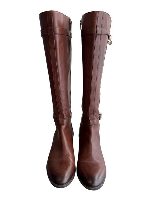 Vince Camuto Shoe Size 8.5 Brown Leather Almond Toe Knee High Side Zip Boots Brown / 8.5