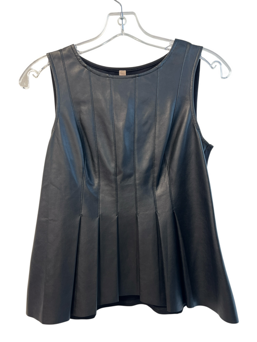 Bailey 44 Size S Black Polyurethane Faux Leather Round Neck Sleeveless Top Black / S