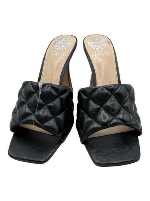 Vince Camuto Shoe Size 9 Black Leather Quilted Square Toe Pumps Black / 9