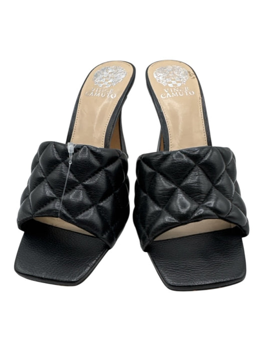 Vince Camuto Shoe Size 9 Black Leather Quilted Square Toe Pumps Black / 9