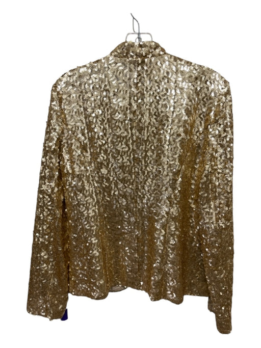 London Jean Size 12 Gold Polyester All Over Sequins Darted Mock Collar Jacket Gold / 12