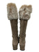 Stuart Weitzman Shoe Size 8.5 Taupe Beige Suede Upper Faux Fur Lace Up Boots Taupe Beige / 8.5
